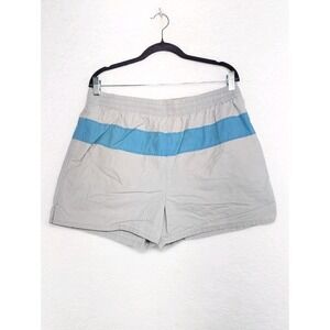 Vintage Fast Breakers Retro Y2K Swim Gray‎ Blue Stipe Swim Trunks L
